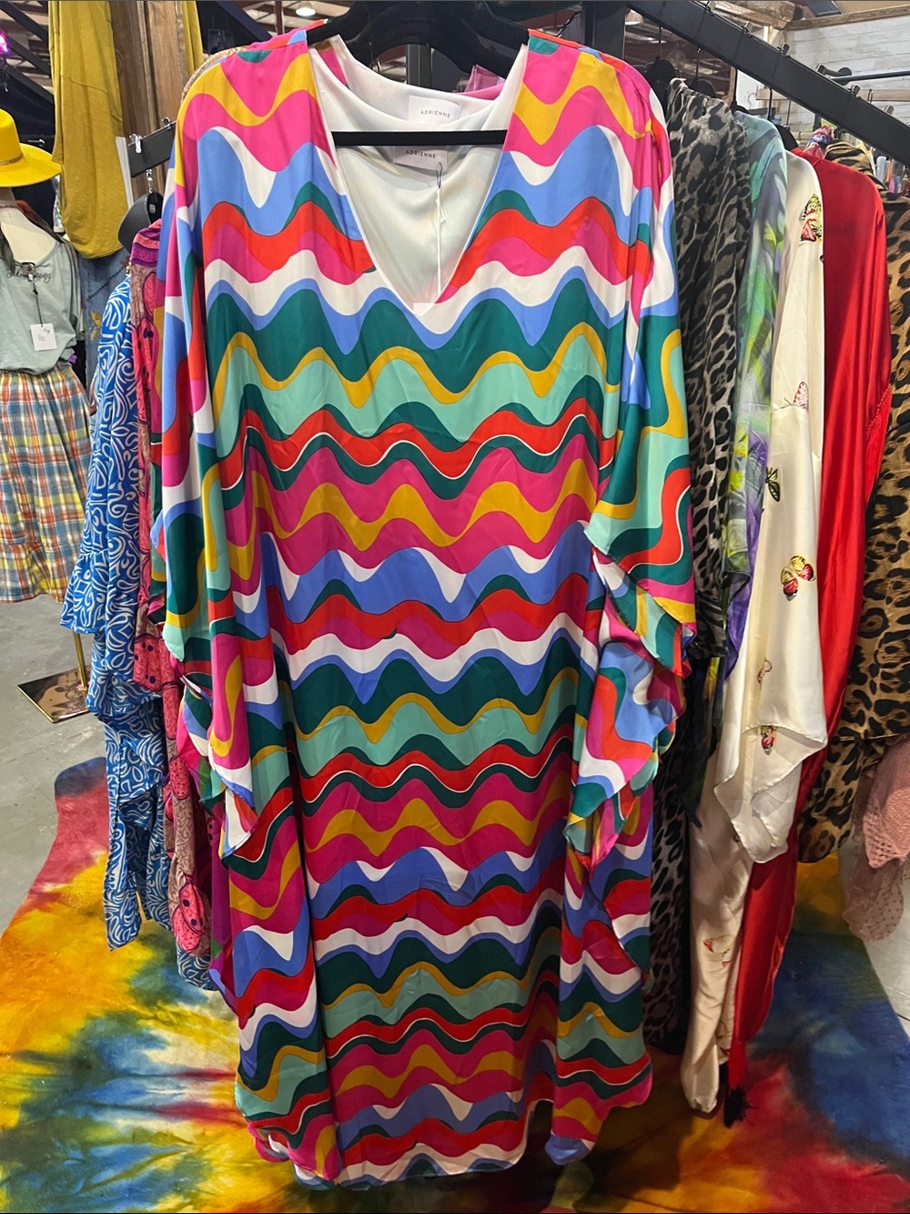 Adrienne Multicolor Wave Print Maxi Dress